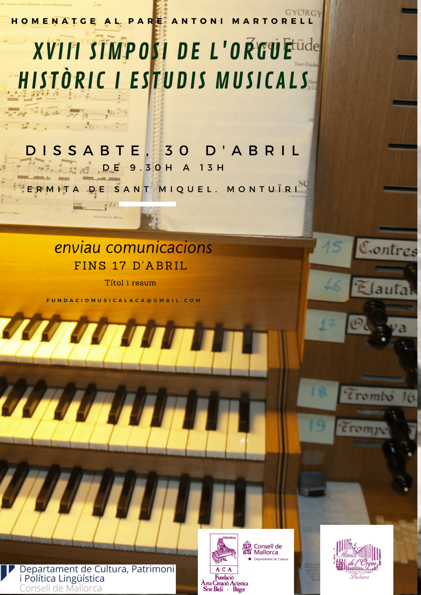 Simposi amb seu a Montuïri, enguany, dedicat al pare Martorell, que era TOR, compositor, músic i mestre.