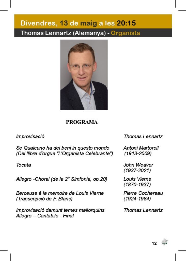 Participa de la XIV Setmana Internacional de l'Orgue de la Basílica de Sant Francesc