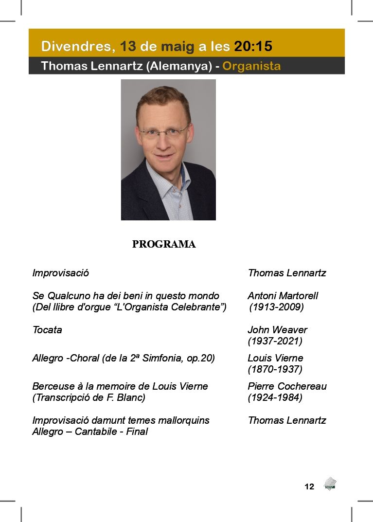 Participa de la XIV Setmana Internacional de l'Orgue de la Basílica de Sant Francesc